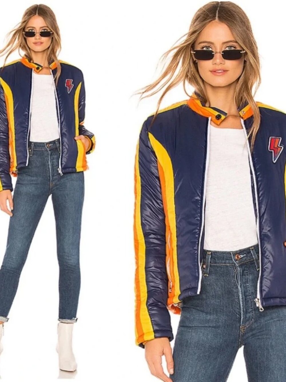 Womens Mother Navy Orange Yellow (Item-707) The High Flyer Bold Tricks Jacket M